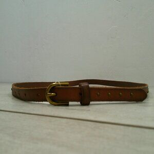 NWT BANANA REPUBLIC Skinny Studded Cognac Brown Leather Belt Size M | Medium